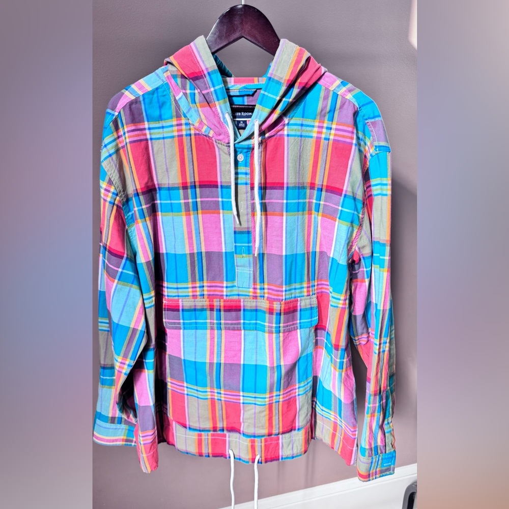 Men’s Club Room Multi-color Hooded Popover Shirt